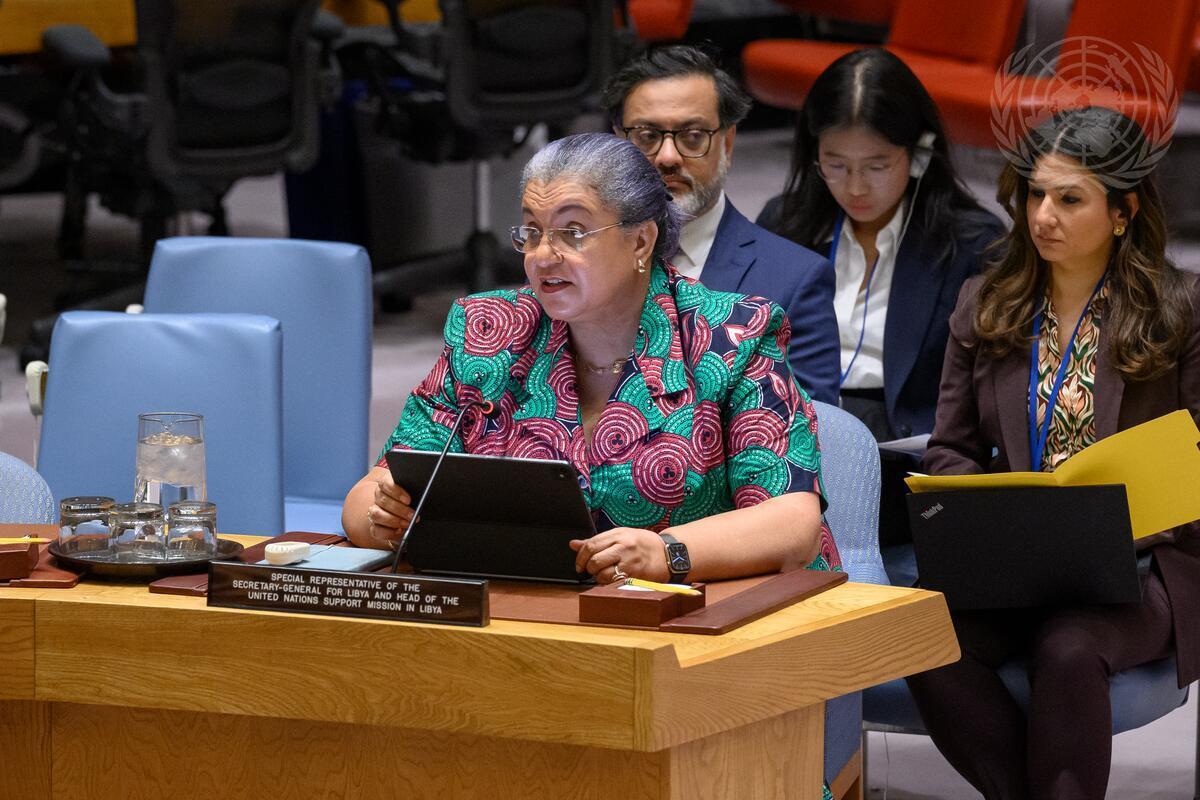 Hanna Serwaa Tetteh, Special Representative of the Secretary-General for Libya and Head of the United Nations Support Mission in Libya (UNSMIL), briefs the Security Council meeting on the situation in Libya.
