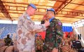 140 peacekeepers from the8th detachment of the Cambodian demining contingent receive the United Nations Medal